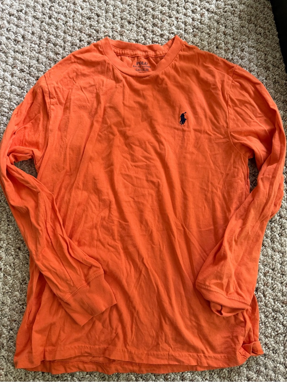 Youth Polo by Ralph Lauren Bright Orange Long Sleeve Crewneck Tee